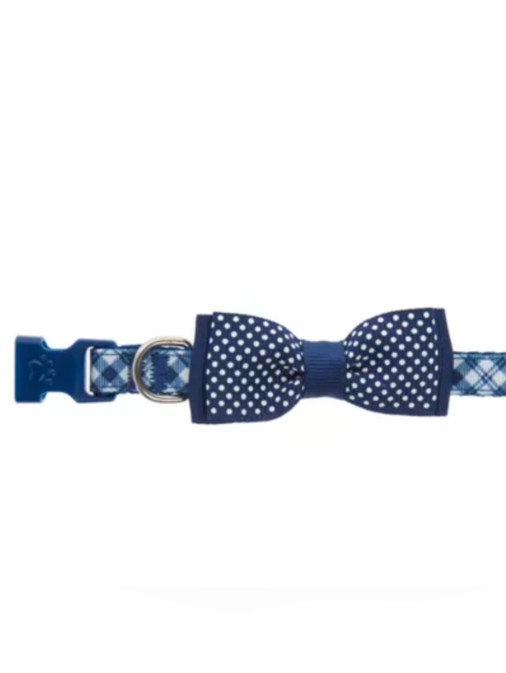Top Paw NWOT Blue Plaid Polka Dot Bow Tie Dog Collar Size XS (8in-12in)